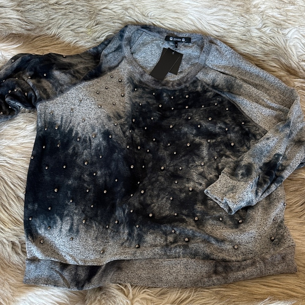 Coin 1804 Black and Gray Studded Sweater long sleeve